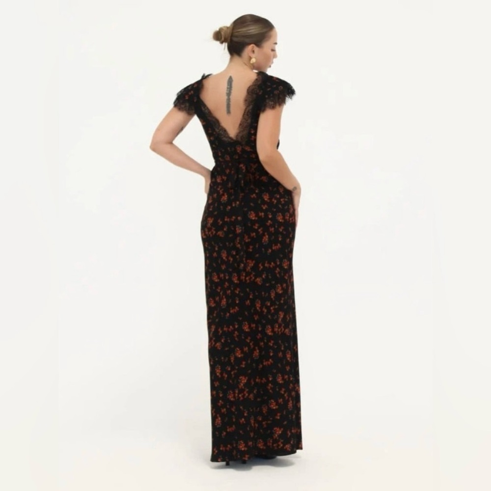 NEW Rumored Frontier Lace Floral Maxi Dress Spanish Poppy Women's Med Large $138 - Picture 6 of 11
